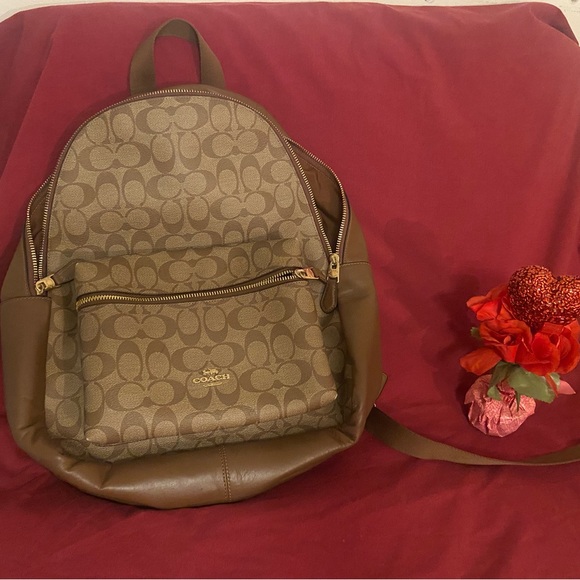 Coach Brown Signature Backpack - Picture 9 of 14